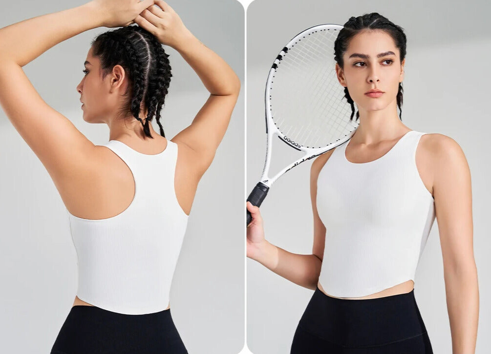 Long Sports Top with Support Bra